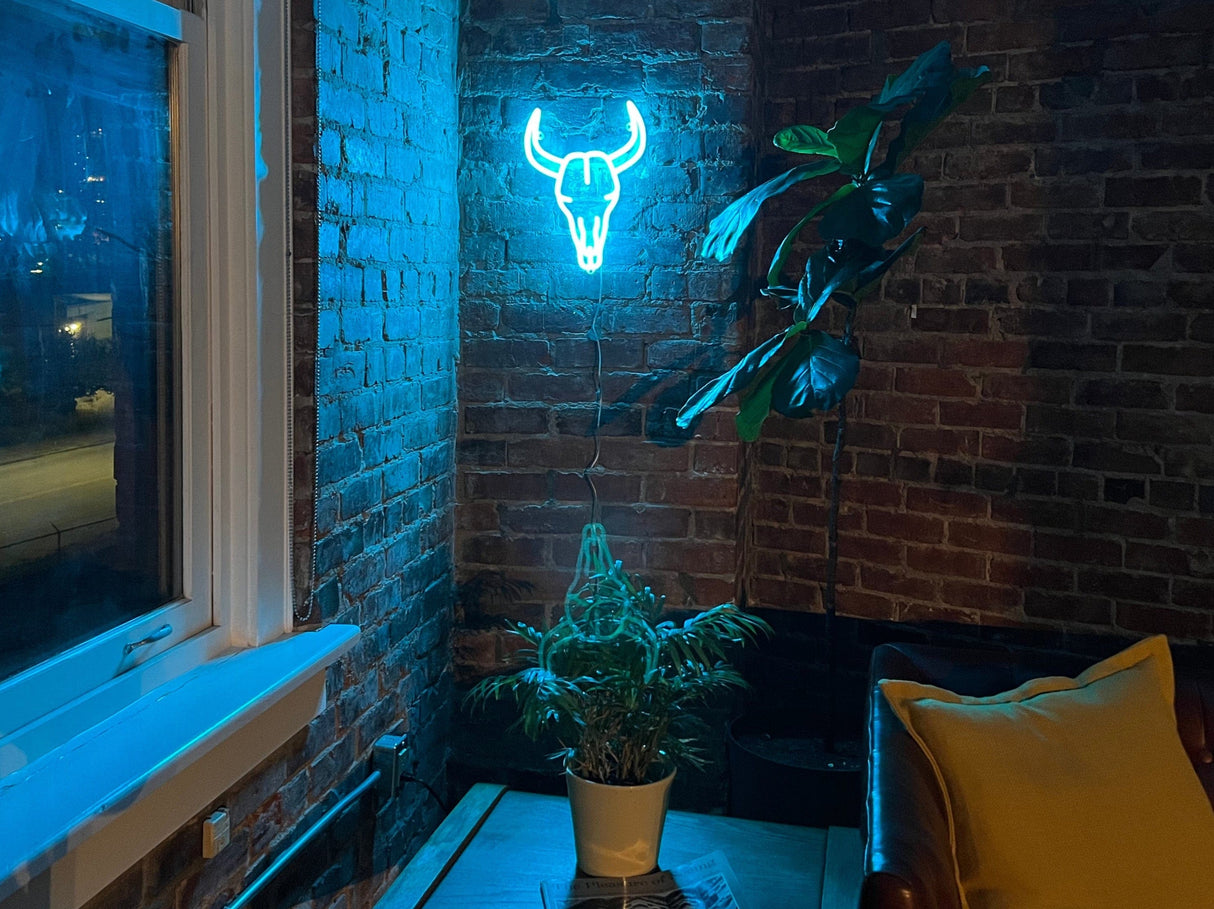 Bull Skull Liquid Neon Sign