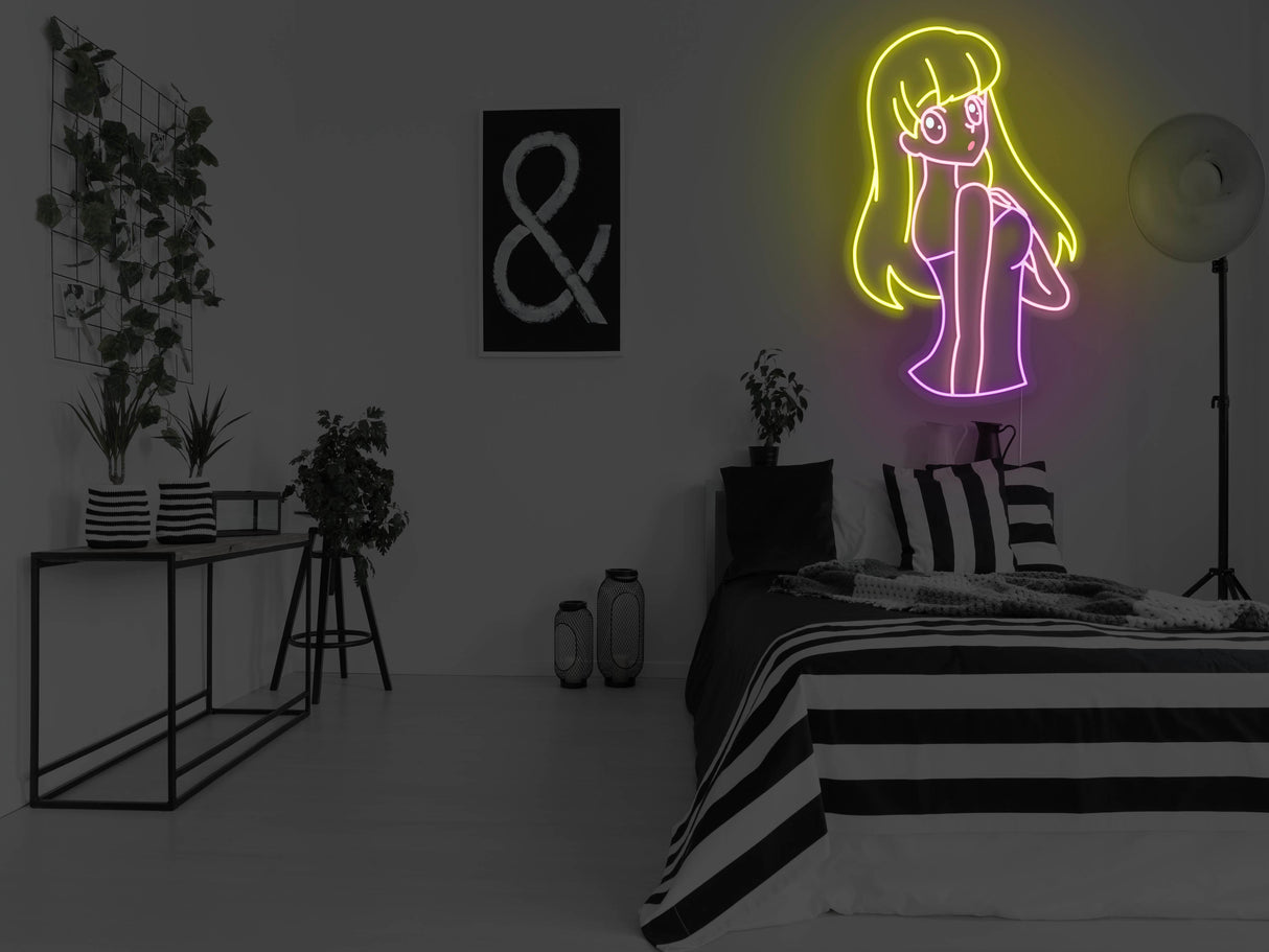 Anime Look Back Girl Liquid Neon Sign