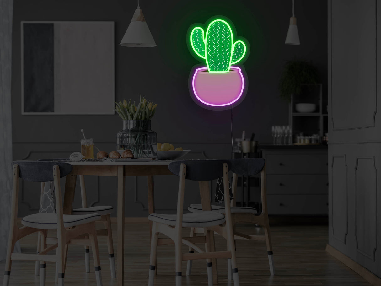 Potted Cactus Version 2 LED Neon Sign