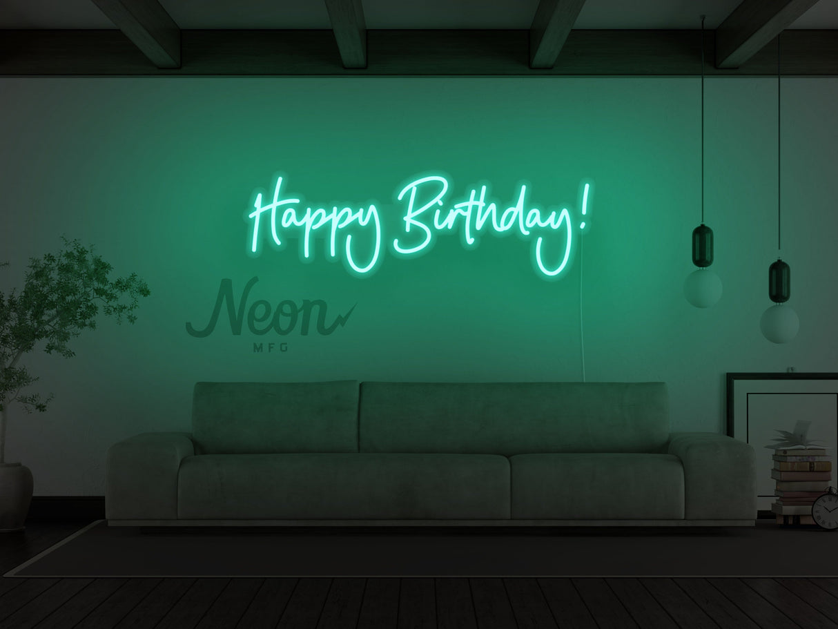 Happy Birthday Cursive LED Neon Sign