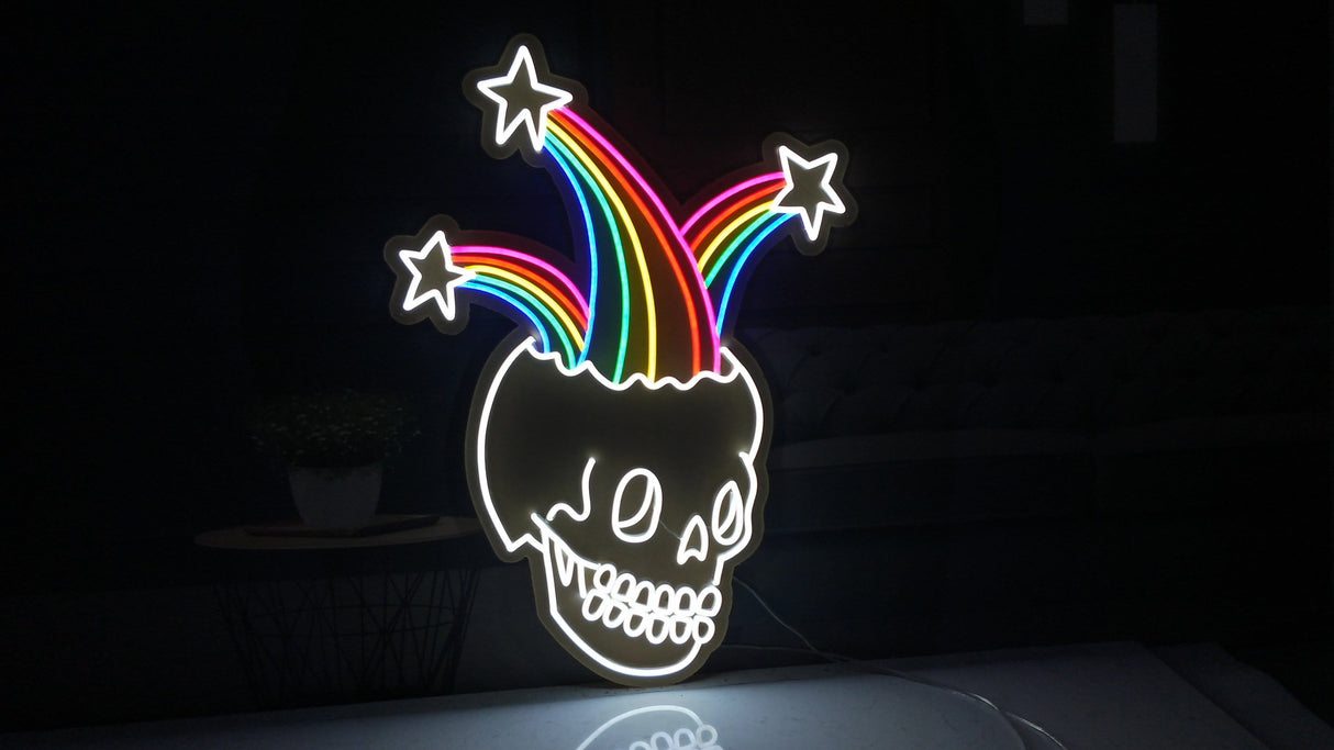 Rainbow Skull LED Neon Sign