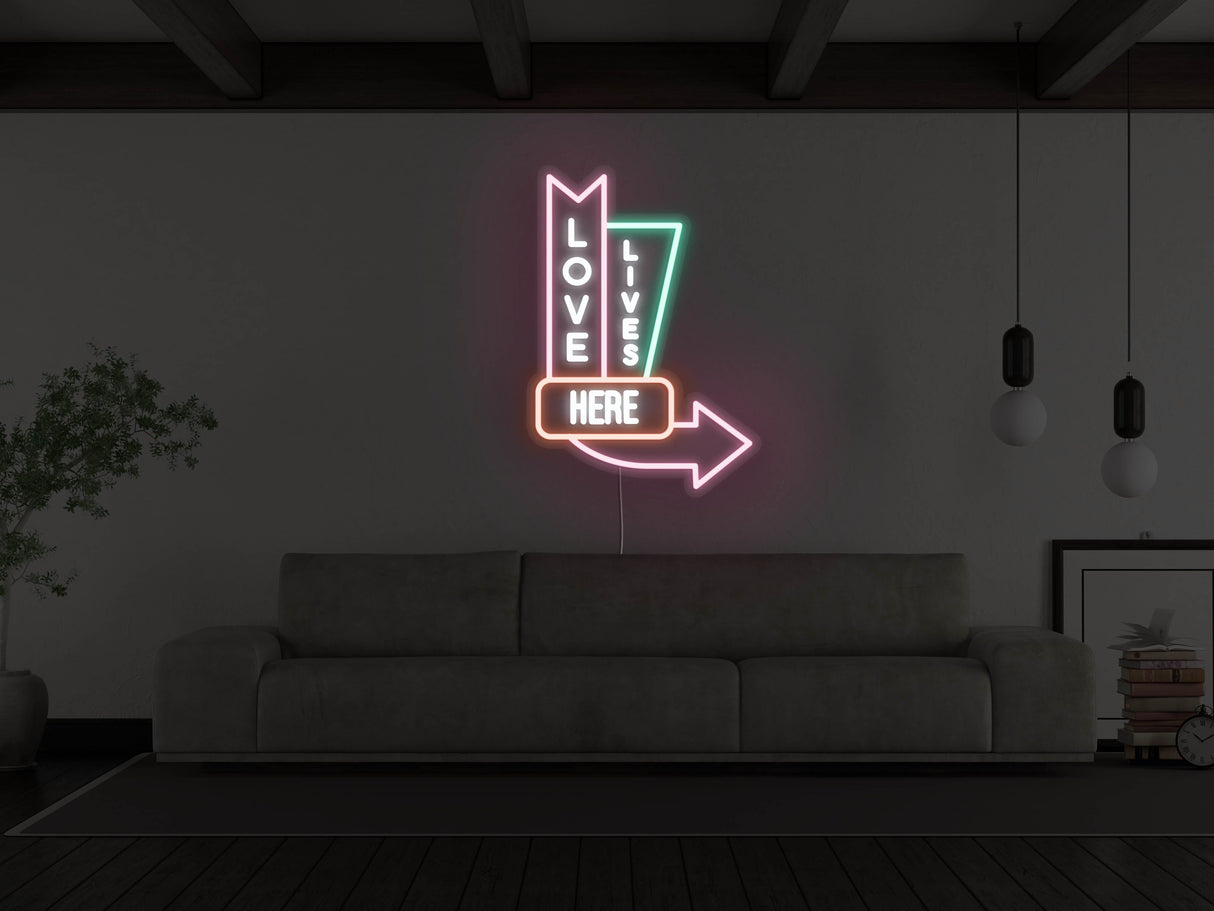 Vintage Love Lives Here LED Neon Sign