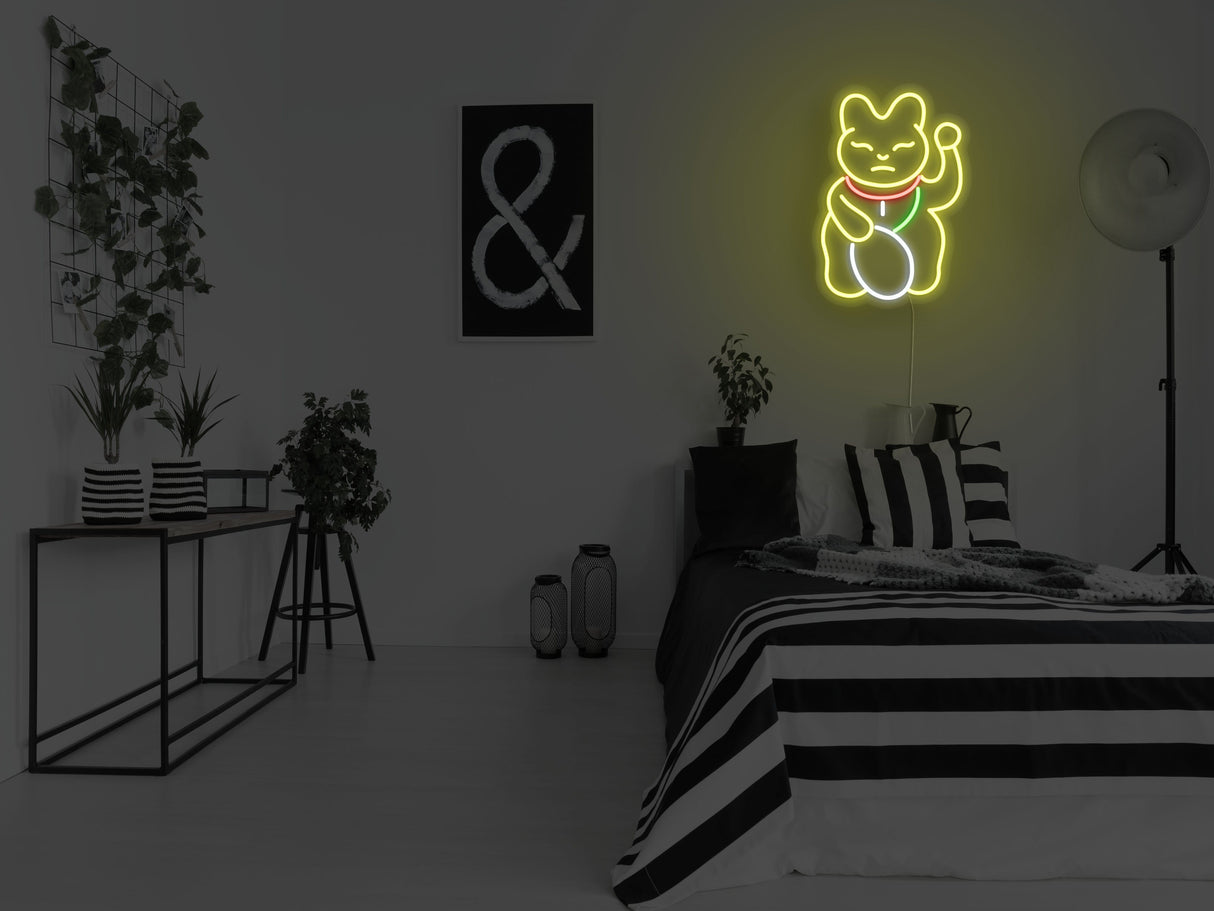 Maneki Neko Liquid Neon Sign