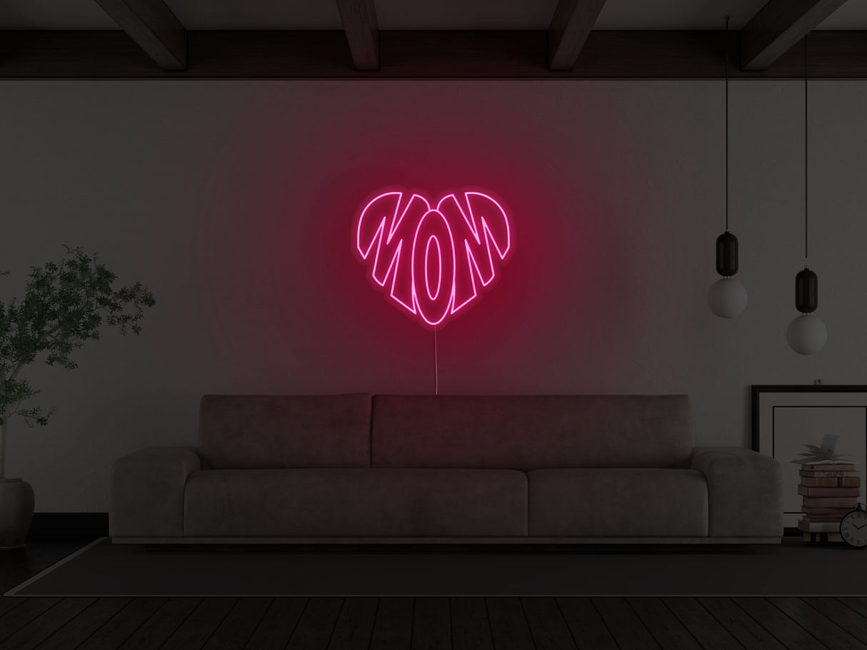 Mom Heart LED Neon Sign