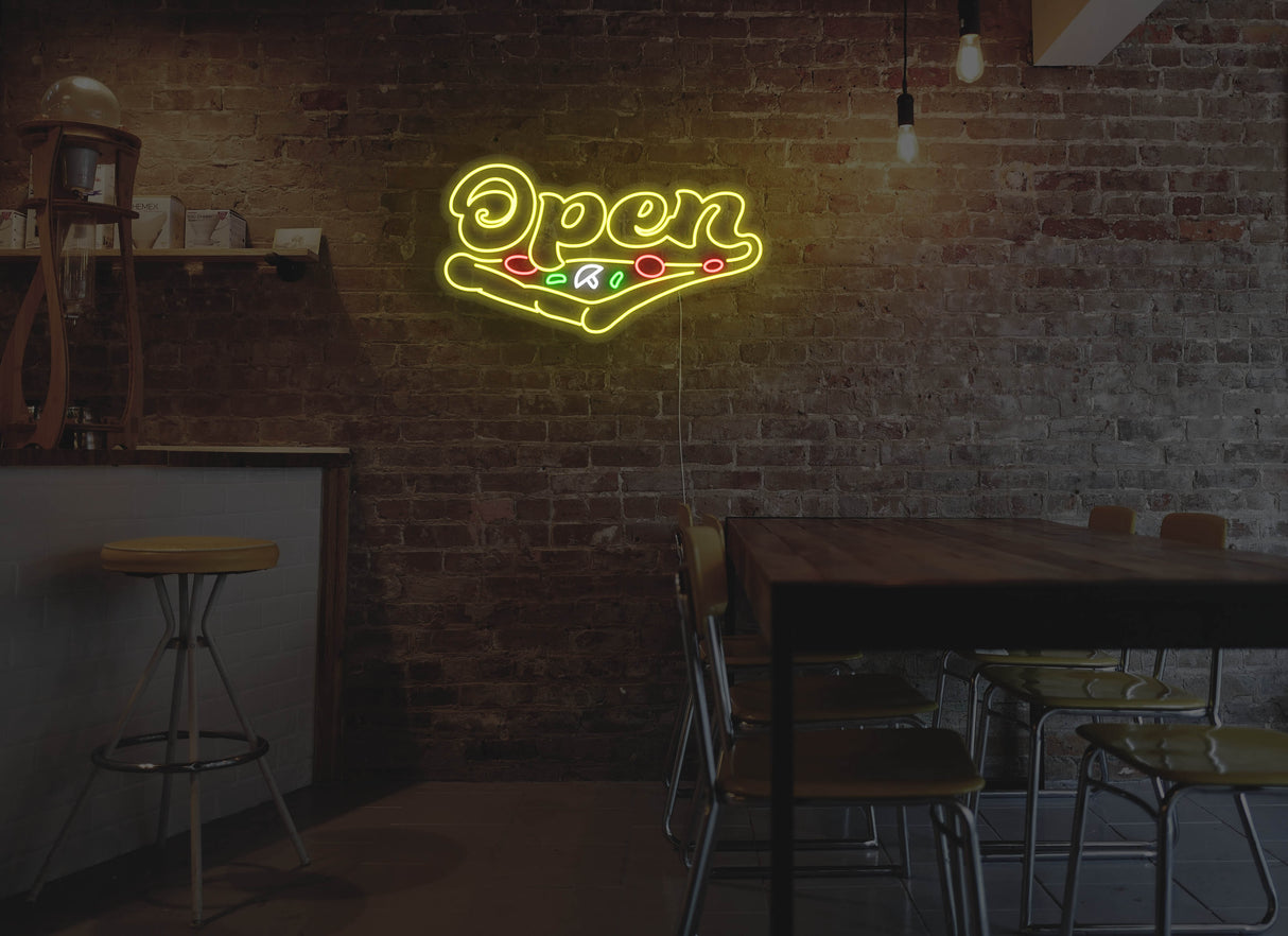 Pizza Version 2 Open Liquid Neon Sign