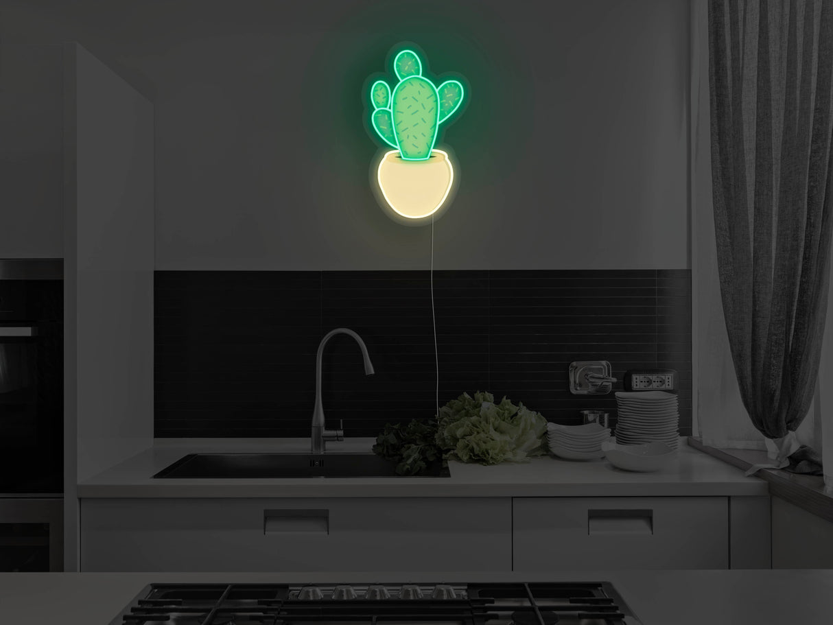 Potted Cactus LED Neon Sign