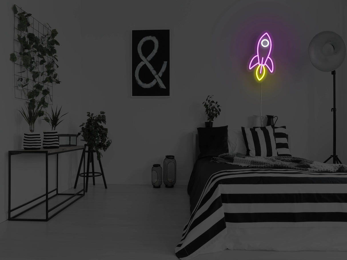 Rocket Ship Liquid Neon Sign