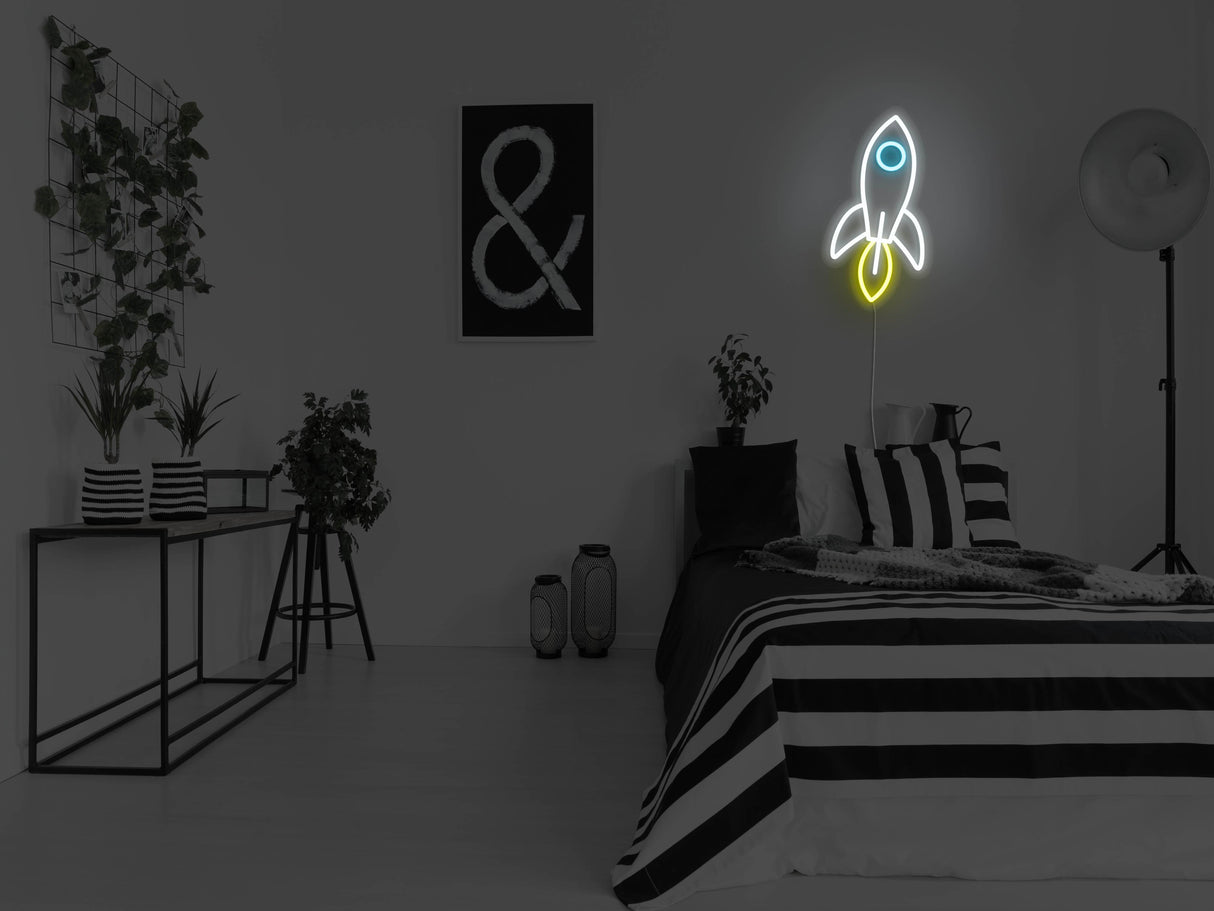 Rocket Ship Liquid Neon Sign
