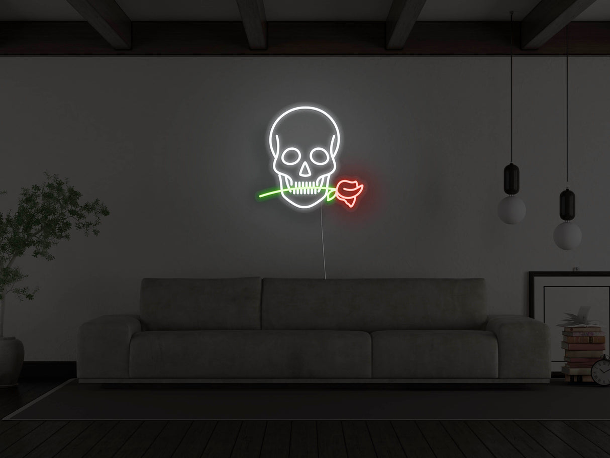 Skull With Rose LED Neon Sign