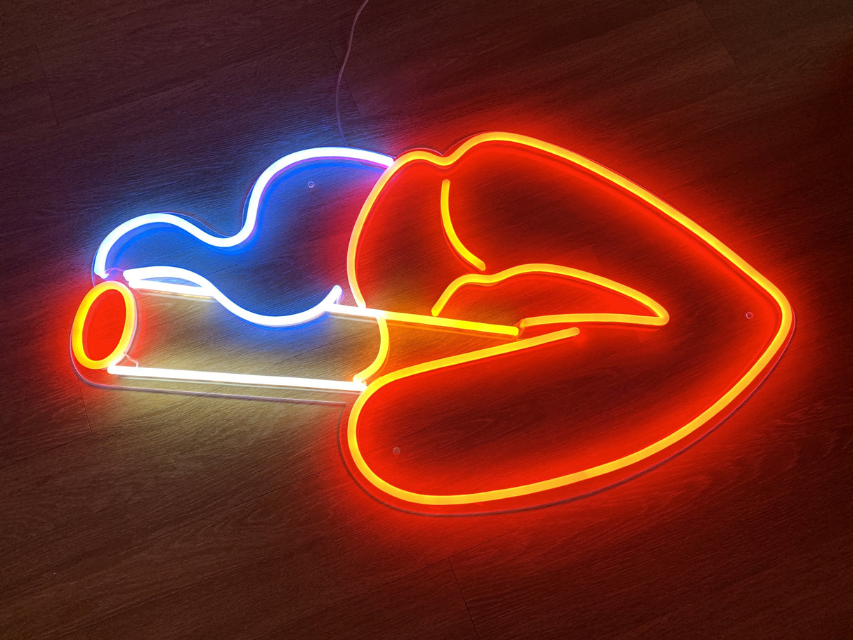 Lips Smoking Liquid Neon Sign