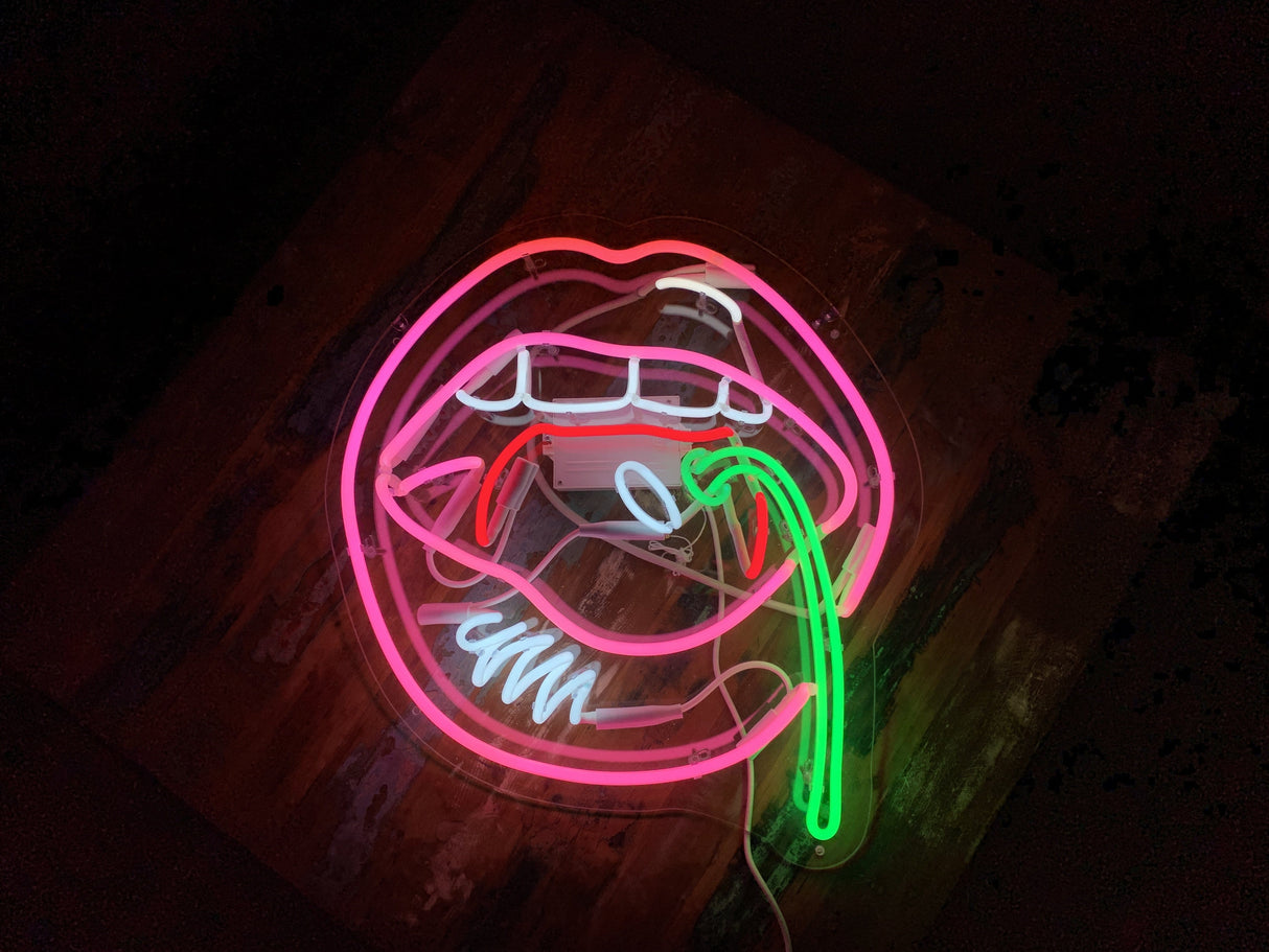 Cherry Lips Neon Sign Wall Mounted