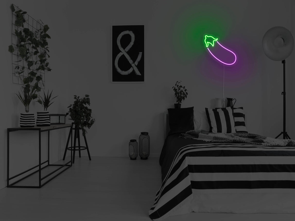 Eggplant Emoji Liquid Neon Sign