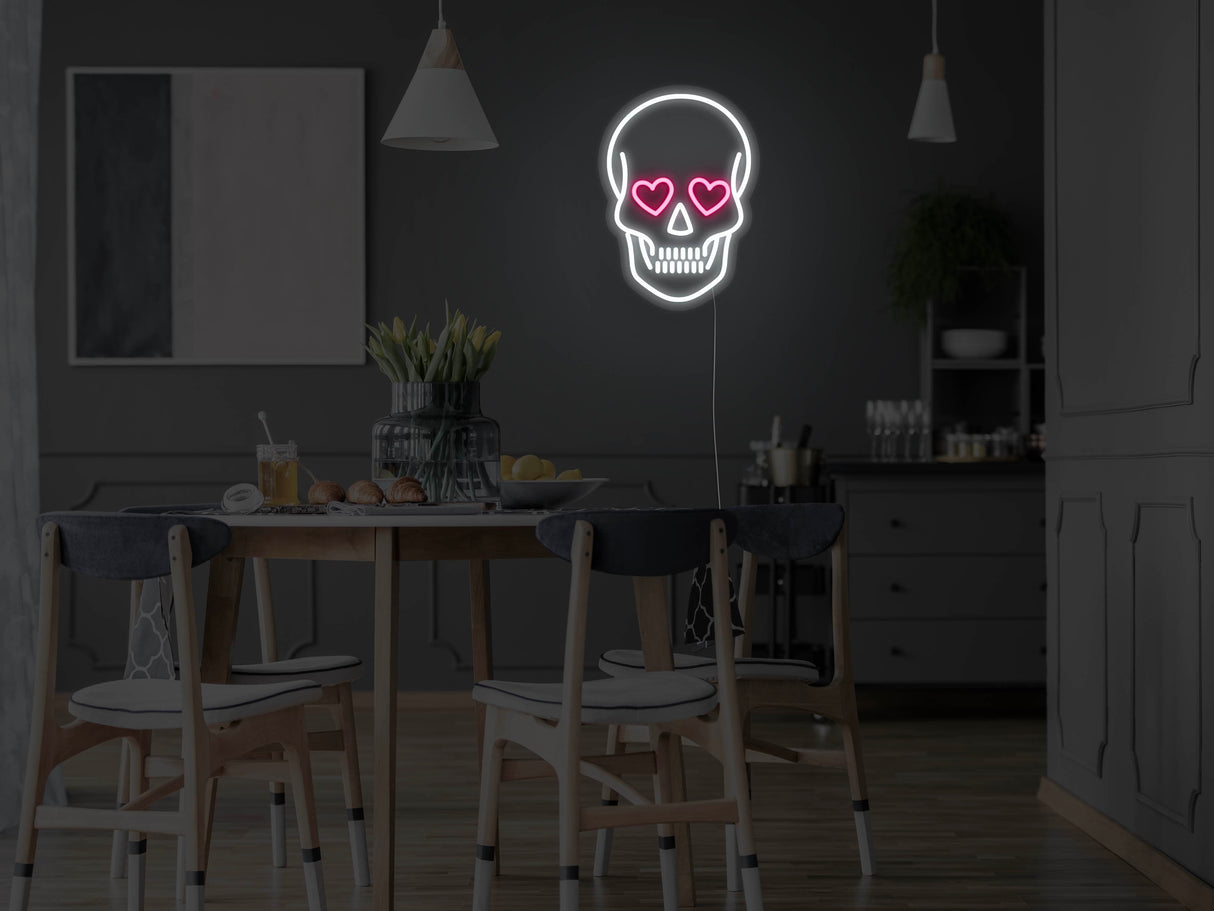 Heart Eyes Skull LED Neon Sign