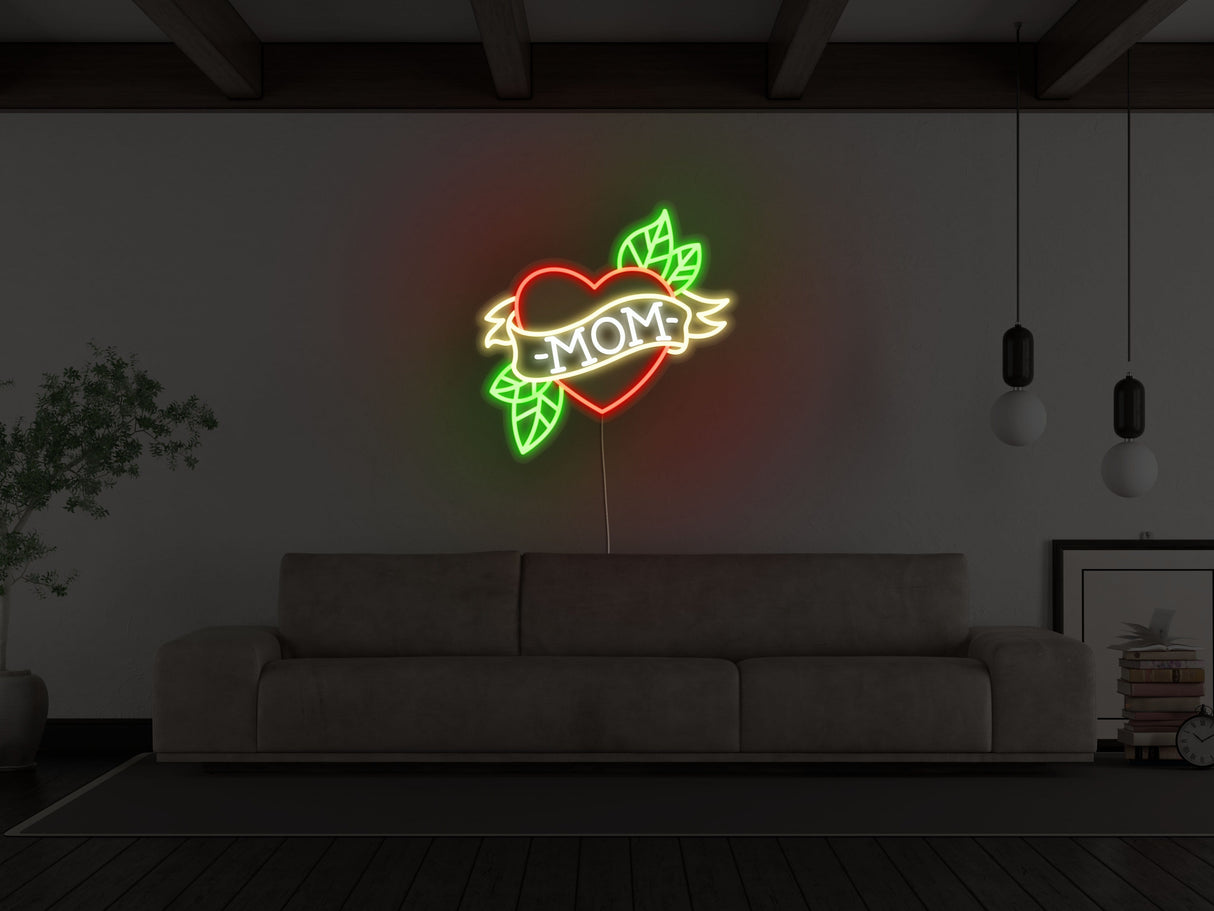 Mom Tattoo Heart LED Neon Sign