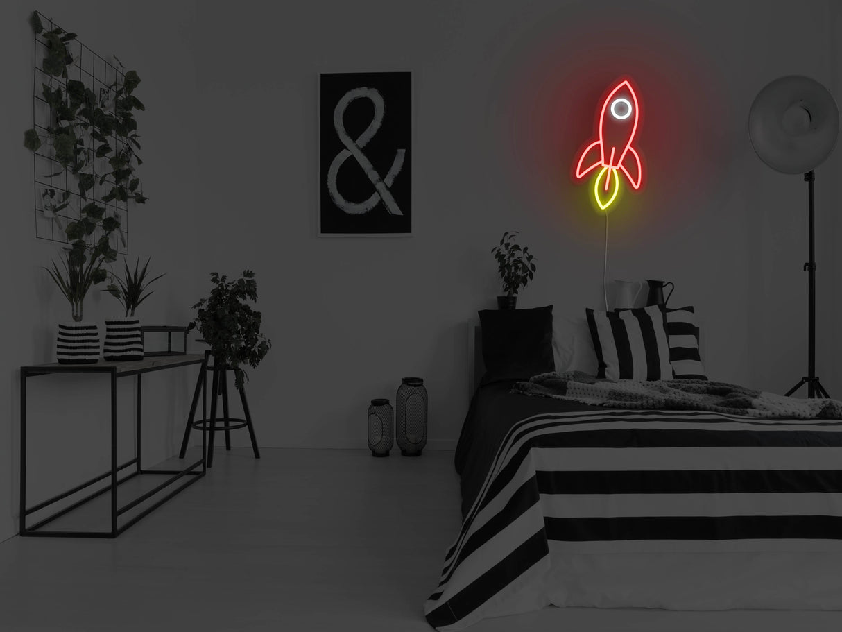 Rocket Ship Liquid Neon Sign