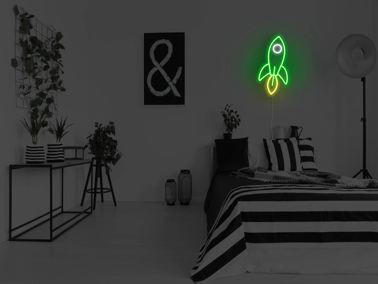 Rocket Ship Liquid Neon Sign