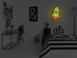 Rocket Ship Liquid Neon Sign