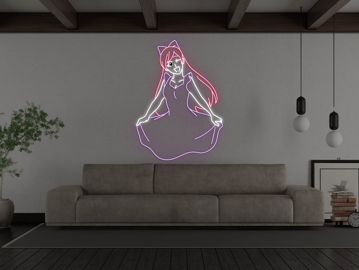 Anime Pretty Girl Liquid Neon Sign